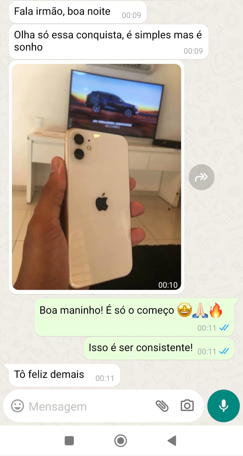 Print adicional de conversa com prova social e resultados compartilhados